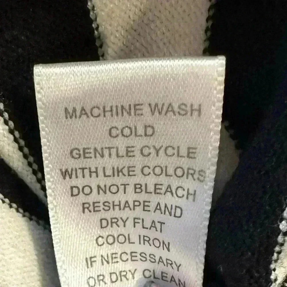 Cable & Gauge Sweater Cowl Neck Varying Striped White & Black Size L - Picture 5 of 5